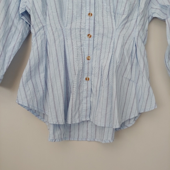 Maeve Anthropology Benna Striped Buttondown Cotton Shirt Size 2 - Picture 12 of 16